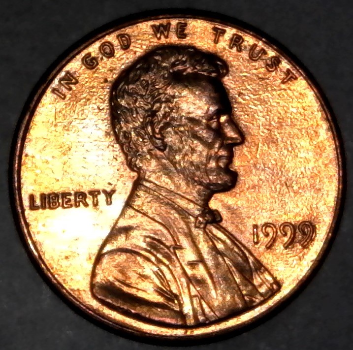 1999-P-Lincoln-Memorial-Cent-With-Nice-Column-Bar-DDR-To-The-Right